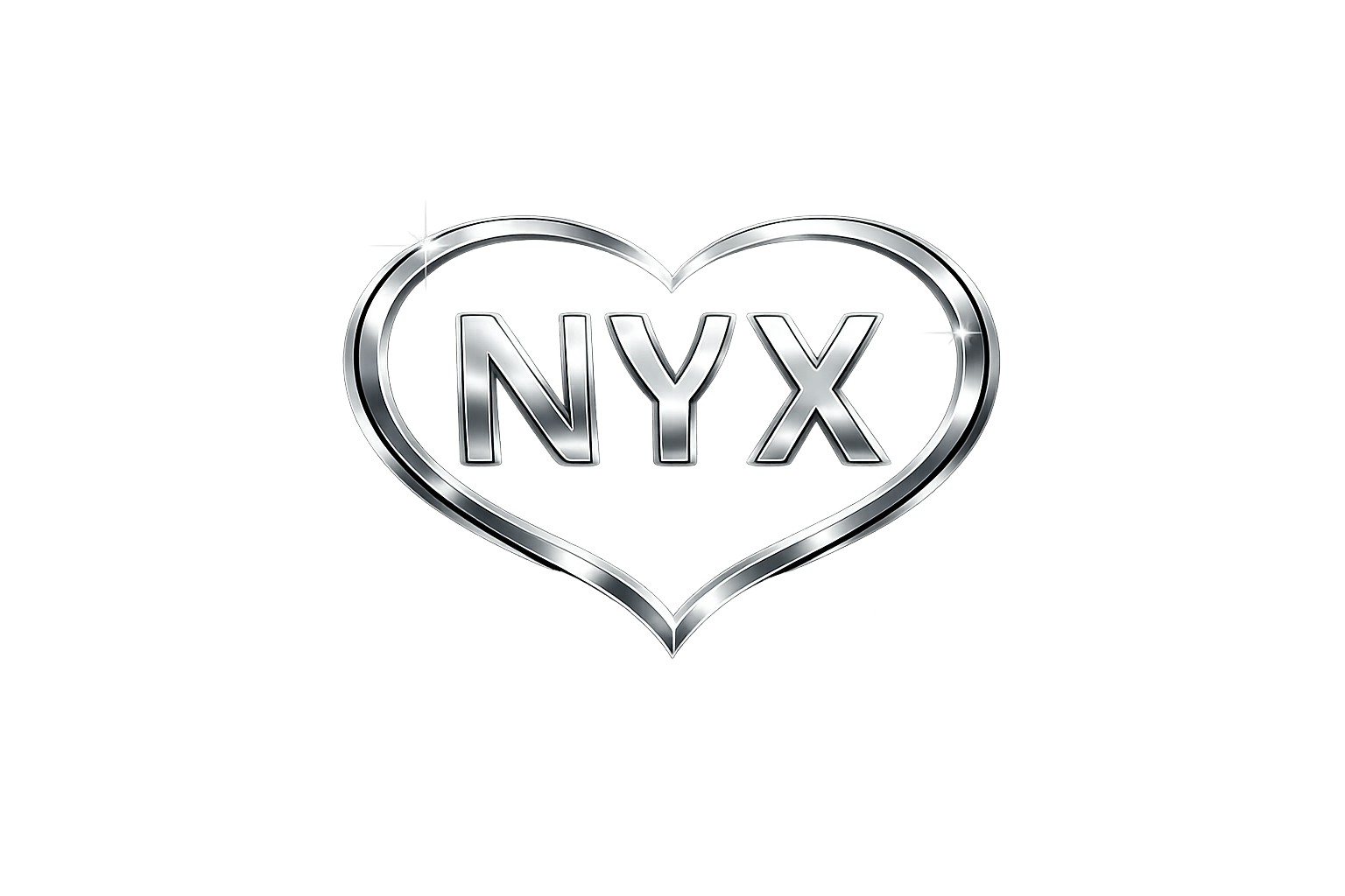 NYX logo in a heart shape on a white background